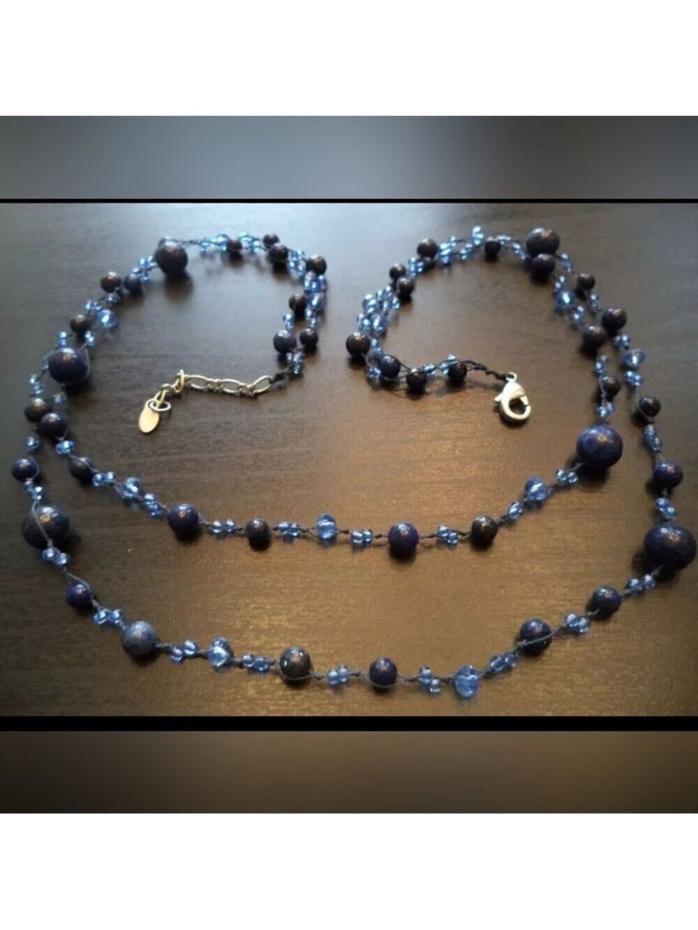 STUNNING VINTAGE ESTATE SIGNED GUARDIAN BLUE GLASS BEADED 19" NECKLACE